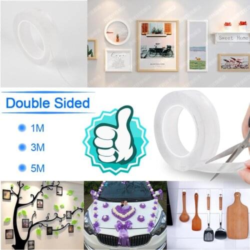 1/2/3/5m Reusable Double-Sided Adhesive Nano Traceless Tape Removable Sticker Adhesive Loop Disks Tie Glue Gadget Dropshipping