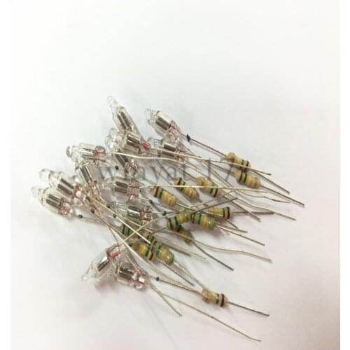 1kit=100pcs Neon bubble Warning light indicator F4 Neon +resistance 220V 4*10MM red light