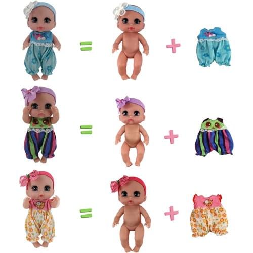 Wholesale Kawaii14-16cm Reborn Bebe Vinyl Dolls ICY Waterproof Handmade Body For Russian&Blyth Toys Wear Jumpsuit Clothes