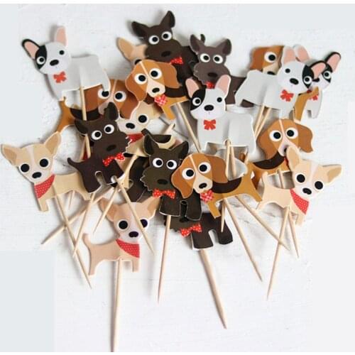 24pcs/lot Party Cake Topper Cute Cartoon Animal Paper Cake Decor Kids Baby Birthday Party Decoration Wild Animals Cake Topper