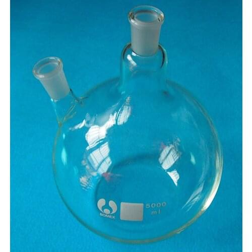 5000ml,24/40,2-neck,Flat Bottom,Glass Flask,5L,Twins Necks,Lab Chemistry Vessel
