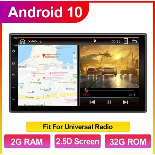 Auto Android 10 Quad Core 2GB+32GB GPS Navigation For Nissan For Hyundai Universal 2 Din Car Radio SWC Wifi Mirror Link DAB