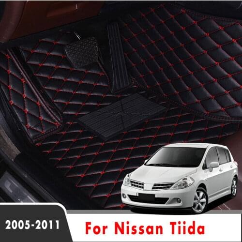 Car Floor Mats For Nissan Tiida 2011 2010 2009 2008 2007 2006 2005 Auto Leather Carpets Custom Styling Decoration Accessories