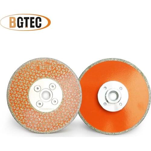BGTEC 2pcs 5" Electroplated diamond cutting & grinding disc 5/8-11 flange Single side coated 125mm granite marble diamond blade
