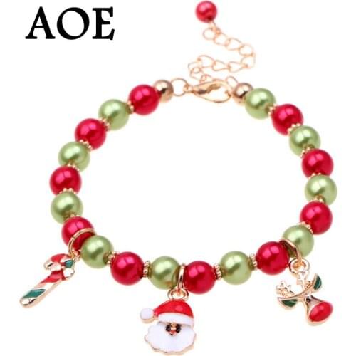 Christmas bracelets bead Stone elk Snowman snowflake bracelet for daughter bell socks santa bracelets christmas gifts