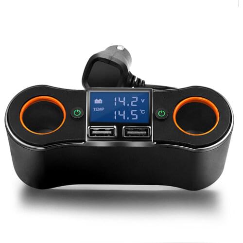 CDEN car charger fast charging car cigarette lighter splitter USB QC3.0 car power adapter voltage temperature current detection