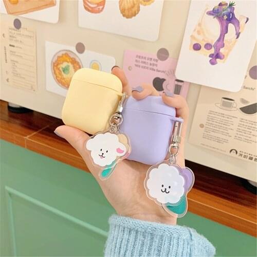 Korean Style Airpods Case Cute for Girls Luxury Bluetooth Earphone Case Accessories Airpods 1 2 3 Cover Coque with Keychain