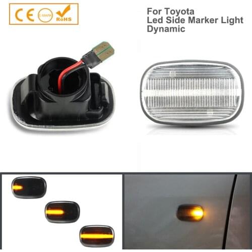 2x Dynamic LED Side Marker Turn Signal Lights Indicator Amber Repeater Car Lights For Toyota Hilux Corolla Carina E T19 Corolla