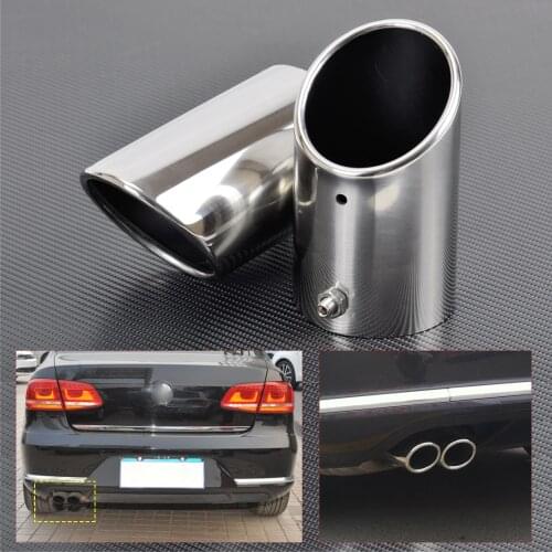 DWCX 2x STAINLESS STEEL EXHAUST TAIL REAR MUFFLER TRIM TIP PIPE TAILPIPE For VW Passat B6 2006-2014 CC 2008-2014 EOS 2006-2010