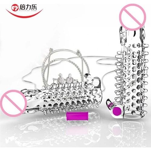 Reusable Penis Vibrate Extender Crystal Enlargement Delayed Cock Ring G-spot Stimulation Erotic Sex Toys for Men Masturbator