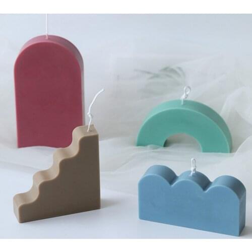 Candles Molds Wax Candles Mold Aromatherapy Plaster Candle 3D Arch Mold Handmade Soy Cube Soap Molds Candles Making
