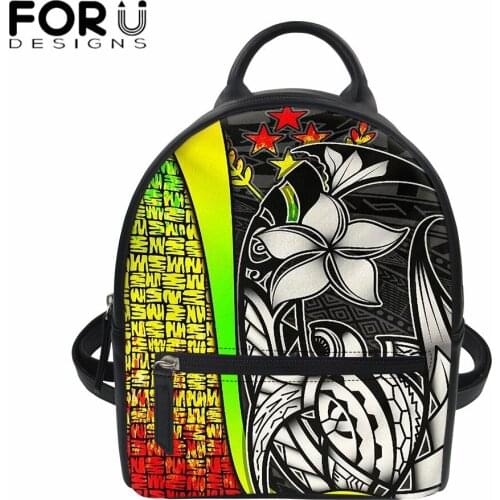 FORUDESIGNS Kosrae Micronesian Turtle with Flower Fashion Womens Backpack High Quality PU Leather Backpacks for Teenage Girls