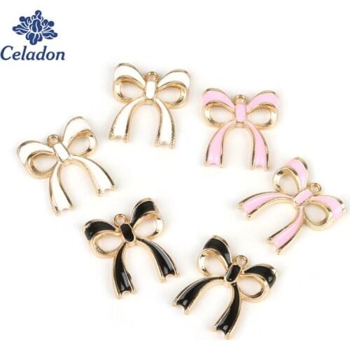 New Arrival 9-10pcs 17x20mm Alloy Metal Bow Tie Charms Pendant For Jewelry Making Fit DIY Handmade Earring Necklace