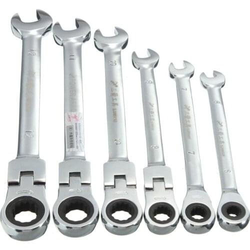 Flexible Pivoting Head Ratchet Combination Spanner Wrench Garage Metric Tool 6mm 7mm 8mm 10mm 11mm 12mm