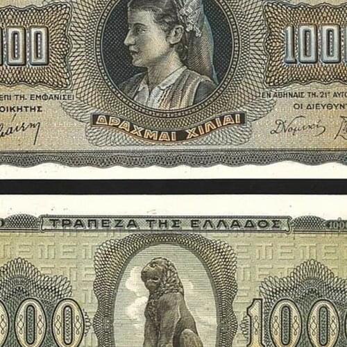 Greece 1000 Drachmai, 1942, NEW UNC Original Real Note for Collection , Rare