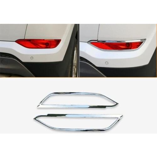 Chrome Rear Trunk Bumper Reflector Fog Light Foglight Lamp Cover Frame Garnish Car Styling For Hyundai Tucson TL 2016 2017 2018
