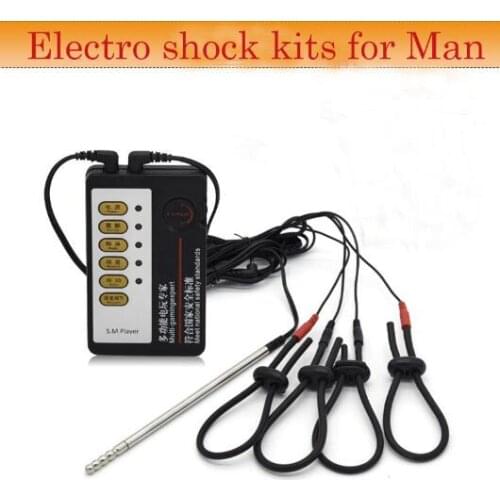 Urethral catheter Penis Stimulator 4 pcs Electro Shock Penis Ring Sex Toys For Man Electric Shock Sex Toys Kits