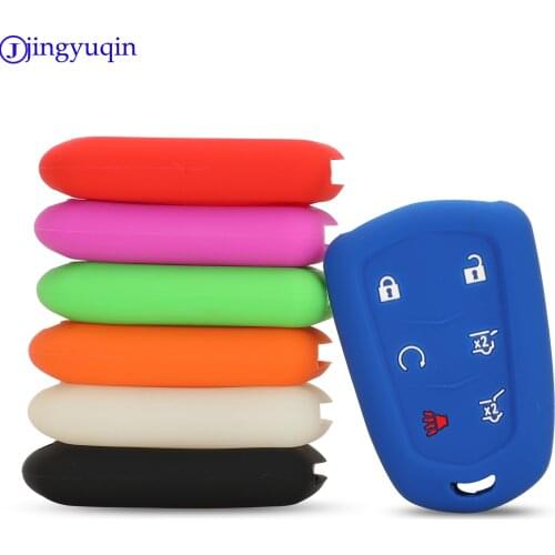 Jingyuqin 6 Buttons For Cadillac Escalade 2015 - 2016 Remote Car Key Case Silicone Protect Shell Car Accessories