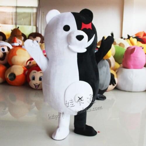Cartoon Black and White Bear Mascot Costume Monokuma Mascot Costumes for Sale Anime Role Dress Cartoon Apparel Cosplay Suits