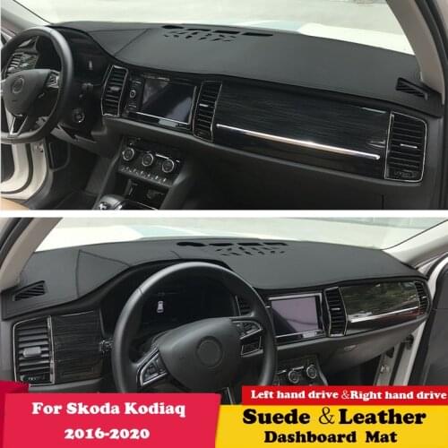 For Skoda Kodiaq 2016 2017 2018 2019 2020 Leather Dashmat Dashboard Cover Pad Dash Mat Carpet Car-Styling Accessories Suede