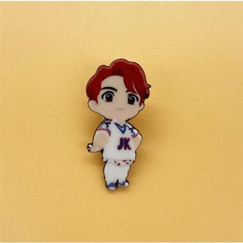 Kpop House Of Bangtan Boys Cartoon Acrylic Brooch Pin Badges Coat Hat Bag Cloth Decorations Fashion Jewelry Party Accessories