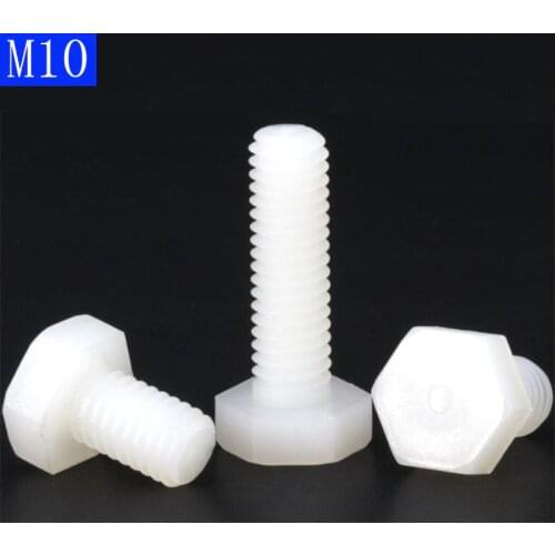 M10 x 1.5 White Plastic Nylon External hex Black Plastic Nylon Hexagon Head Cap Set Screws bolts DIN 933