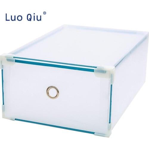 Metal wrap drawer shoe box translucent thickened plastic shoes finishing box for men and women