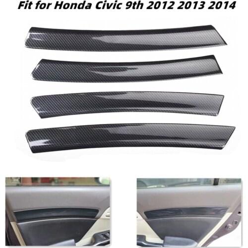 Door Interior Decoration Carbon Fiber Sticker Style ABS Panel Fit for Honda Civic 9th 2012 2013 2014 Accessories Wood Grain