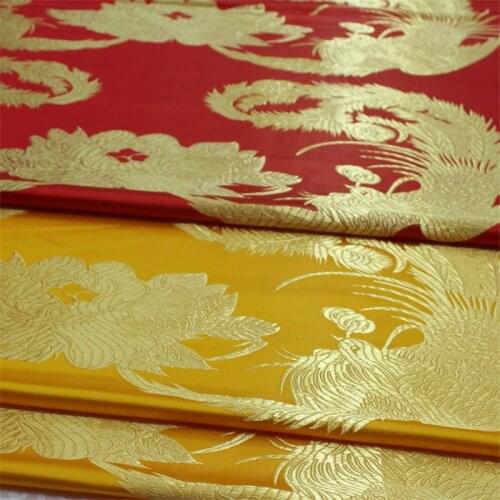 NEW50 Red/Yellow Embroidery Chinese Style Jacquard Brocade Fabrics For Dress/Decoration DIY Sewing Materials