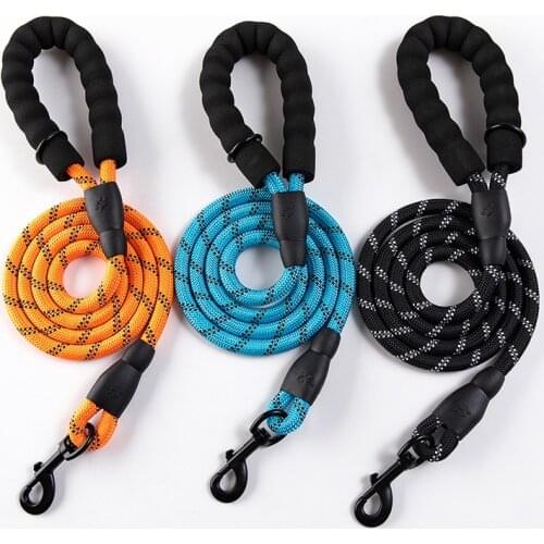 Nylon Reflective Dog Harness Leashes Training Leash Webbing Recall Long Lead Line Pet Traction Rope Teaching Camping Backyard