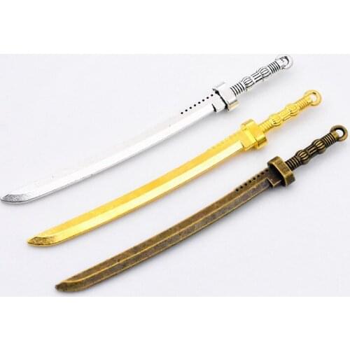 NEW 3pcs/lot 106x10mm Three Colors Plated Sword Charms Pendant DIY Handmade Jewelry Accessories