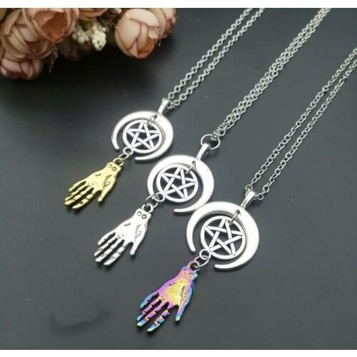 Left Hand Path Goth Dark Necklace Gothic Pentagram 666 Handmade Jewelry