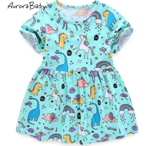 Unicorn Twirly Little Toddler Girls Dress 2019 Summer Floral Butterfly Striped Cute Kid Children Dress for Girls Party Birthday