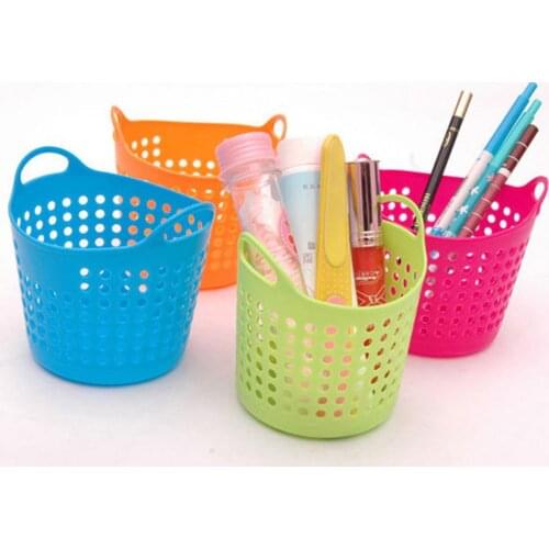 High Quality Portable Mini Plastic Stationery Cosmetic Desk Storage Basket Organizer Holder Office Collection Bathroom Shelf