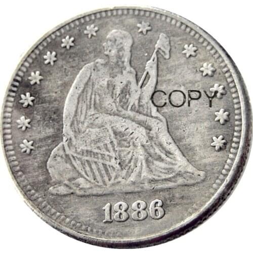 USA 1886 Seated Liberty Quarter Dollars Silver Plated 25 Cents Copy Coin