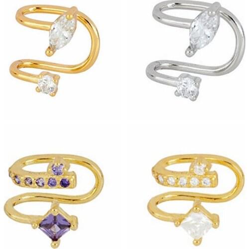 1PC Ear Cuff 925 Sterling Silver Clip Earrings for Women Gold Silver Color Crystal Ear Clips Earrings Korean personality Jewelry