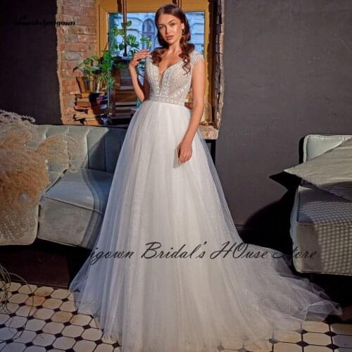 Lakshmigown Chic Bohemian Bridal Robe Wedding 2021 Princess Off White Tulle Long Beach Wedding Dresses Backless Vestido Novia