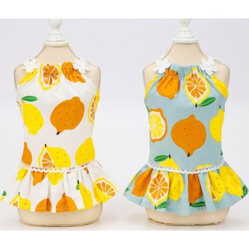 Cute Dog Dresses for Small Dogs Chihuahua Lemon Print Dress Skirt Puppy Cat Princess Clothes Apparel Vestidos Para Perritas