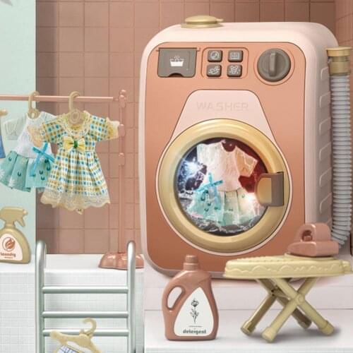 Laundry Pretend Play Game Props Kid Intellectual Development with Music Toys Plastic Role Play Laundry Appliance Toys for Kids