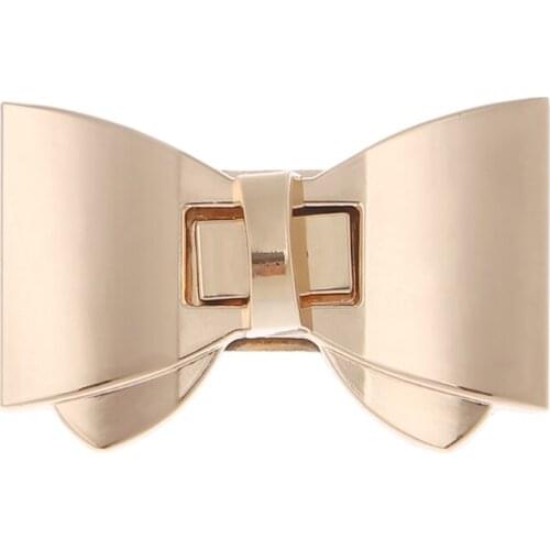 Bowknot Shape Clasp Turn Locks Twist Lock DIY Leather Handbag Bag Hardware LX9F