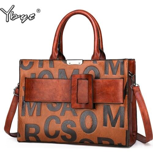 Large Capacity Tote Bags for women Vintage Women Designer Handbags Letter Printing PU Leather Female Shoulder Messenger Bag