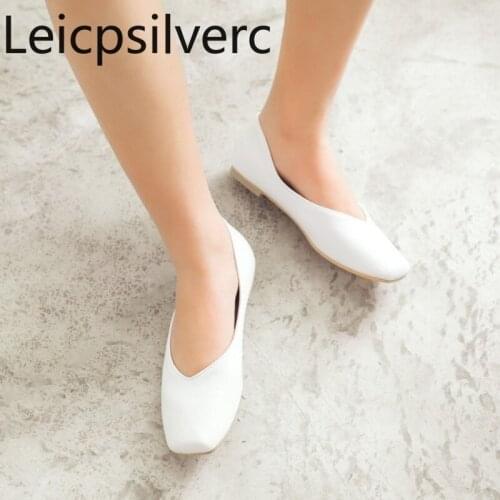 Spring and autumn The New fashion Square head Shallow mouth flat Womens shoes plus size 30-50