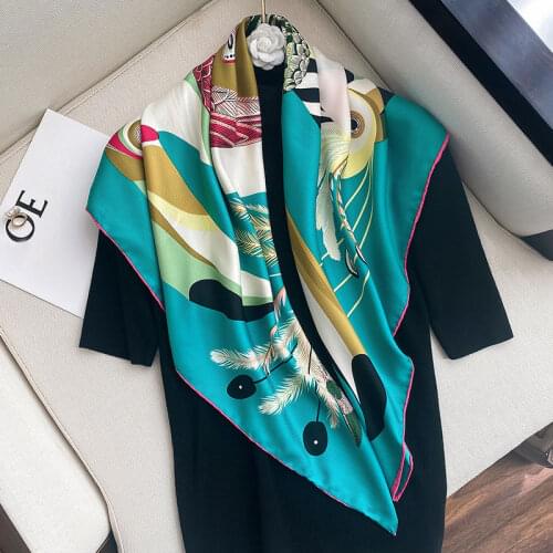 Lady Scarf Square Hijab Neck Foulard Twill Silk Large Scarves Kerchief Female Soft Headband Spring 2021 New Wraps Bandana Hijabs