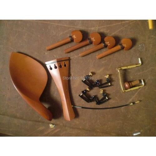 1 Set Jujube Violin parts including String adjuster tail gut and chin rest clamp 4/4