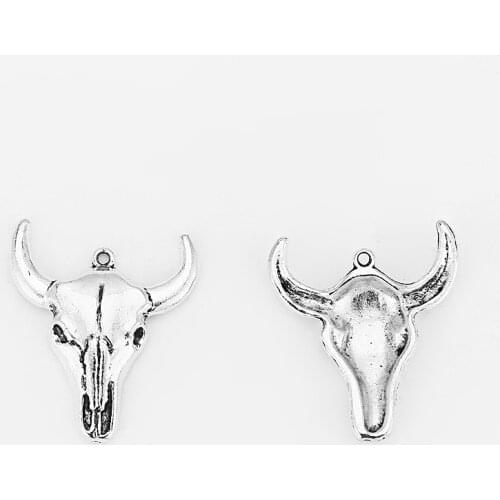 20pcs Bull/Ox/Cow/Cattle Alloy Metal Skull Charm Pendant For DIY Fashion Jewelry Making Accessories Findings