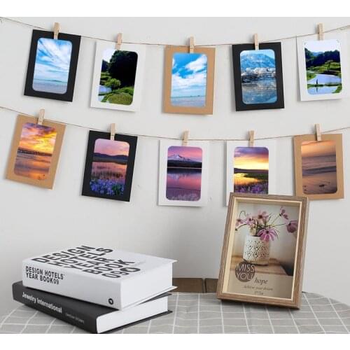 10PCS/Lot Kraft Hanging Paper Photo Frames 3 inch White Black Craft Paper Multicolor Picture Frame For Room Wall Decor