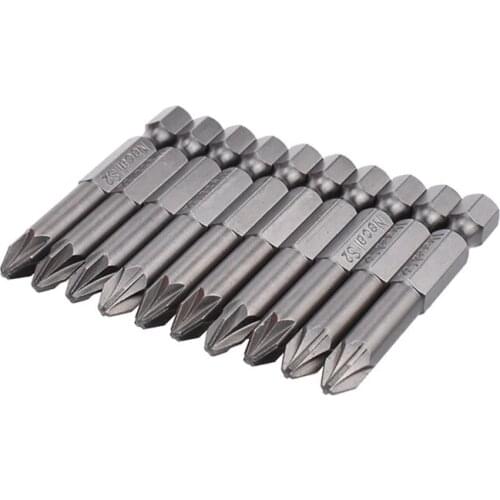 10pcs Pozidriv Bits for Screwdriver Bit Set Power Tools Bits Set Screwdriver Tips Magnetic Bolt Driver Electric Tool 1/4" 50mm