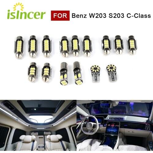 15pcs LED Car lamps Canbus bulb For Mercedes-Benz W203 S203 C-Class 2000-2007 interior set of SMD LED indoor reading lights