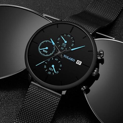 2021 Hot Sale Mesh Stainless Steel Fashion Men Watches Luxury Casual Business Calendar Wristwatch Relogio Masculino Montre homme