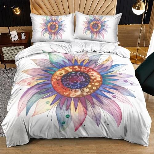 3 Piece Duvet Cover Set White King Bohemian Design Bedding Sets Flower Quilt Covers Queen Bed Linen Digital Printed Home Texitle